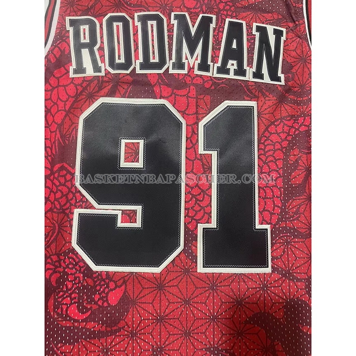 Maillot Chicago Bulls Dennis Rodman NO 91 Asian Heritage Throwback 1997-98 Rouge